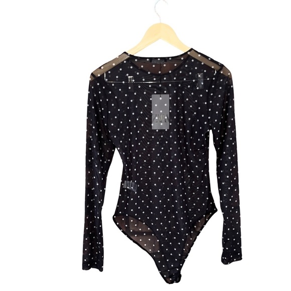 NWT Zara Printed Tulle Bodysuit w/ Polka Dots sze L - Picture 7 of 15